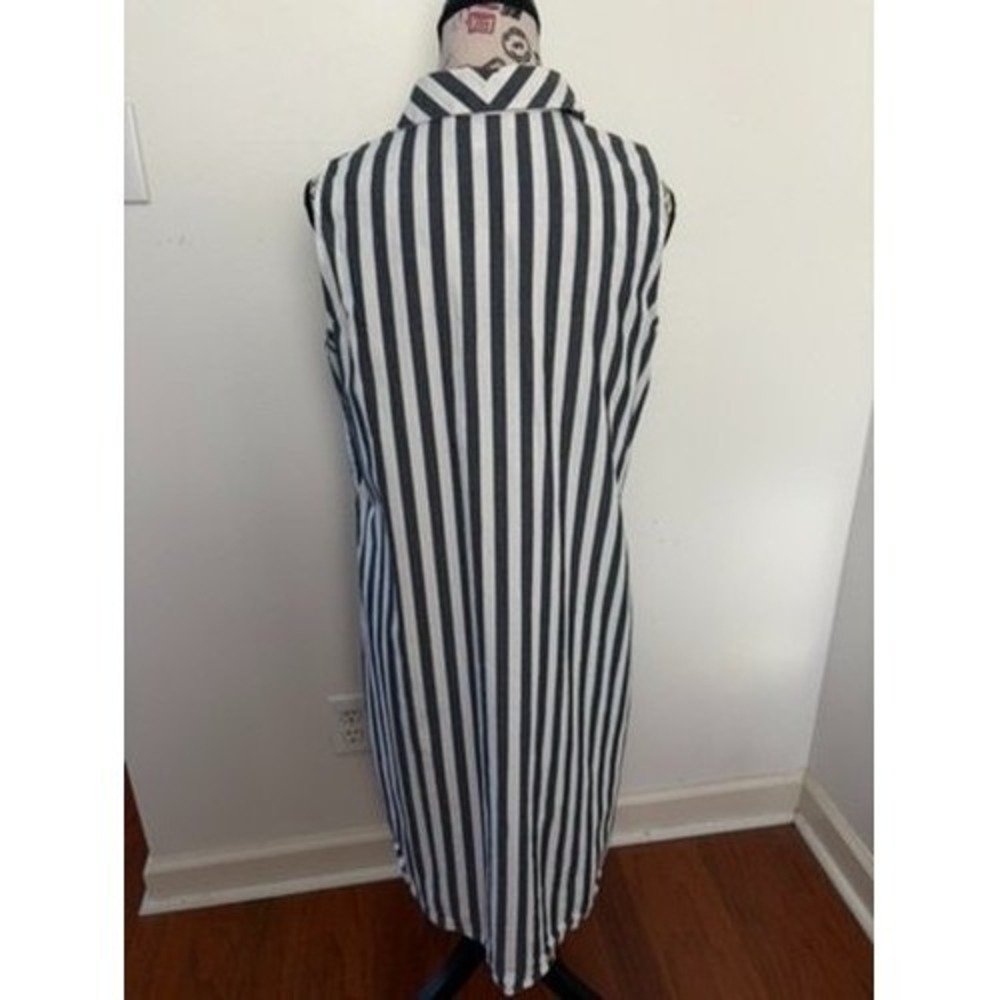 Liz Claiborne Women's Striped Sleeveless Cotton Shirt Dress Blue White Size 10 - Picture 3 of 5